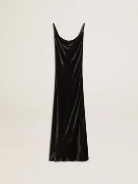 Robe nuisette noire effet velours pour femme
