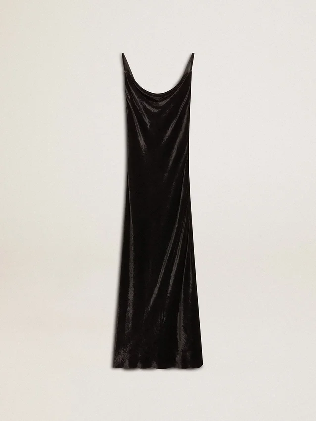 Robe nuisette noire effet velours pour femme