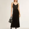 Robe nuisette noire effet velours pour femme