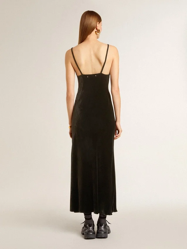Robe nuisette noire effet velours pour femme