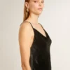 Robe nuisette noire effet velours pour femme