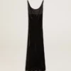 Robe nuisette noire effet velours pour femme