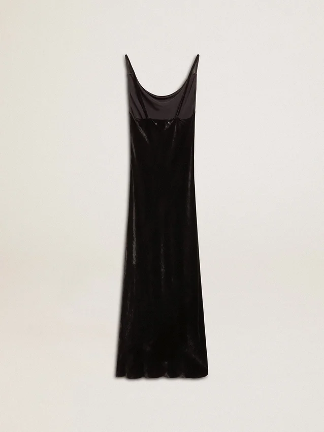 Robe nuisette noire effet velours pour femme