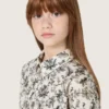 Robe pour fille « Journey » en toile de coton blanche à imprimé floral vert