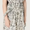 Robe pour fille « Journey » en toile de coton blanche à imprimé floral vert