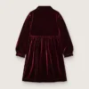 Robe pour filles bordeaux effet velours avec broderie sur le devant