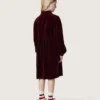 Robe pour filles bordeaux effet velours avec broderie sur le devant