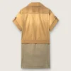 Robe safari pour femme en coton beige et vert militaire avec de grandes poches