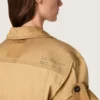 Robe safari pour femme en coton beige et vert militaire avec de grandes poches