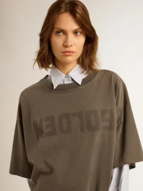 Robe-t-shirt grise pour femme avec effet vieilli