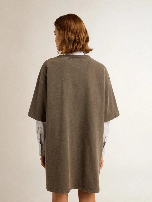 Robe-t-shirt grise pour femme avec effet vieilli