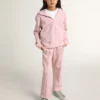 Rose sweat-shirt with hood and silver glitter stars