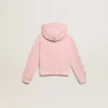 Rose sweat-shirt with hood and silver glitter stars