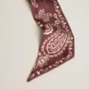Ruban en twill de soie bordeaux à motif paisley