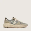 Running Sole en daim gris avec étoile blanche et languette de talon blanche