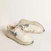 Running Sole en nappa avec étoile en cuir bleu et empiècement en daim
