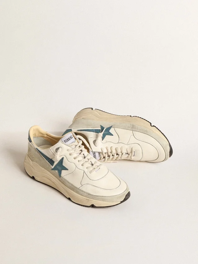 Running Sole en nappa avec étoile en cuir bleu et empiècement en daim