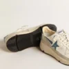 Running Sole en nappa avec étoile en cuir bleu et empiècement en daim