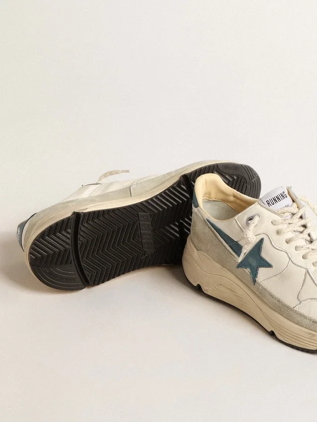 Running Sole en nappa avec étoile en cuir bleu et empiècement en daim