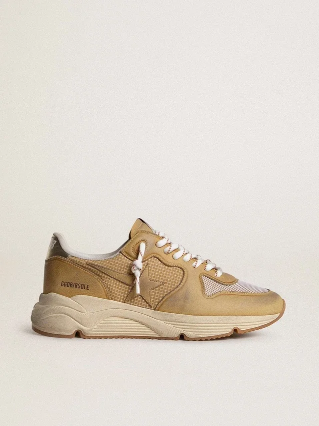 Running Sole en nubuck beige avec étoile en cuir beige