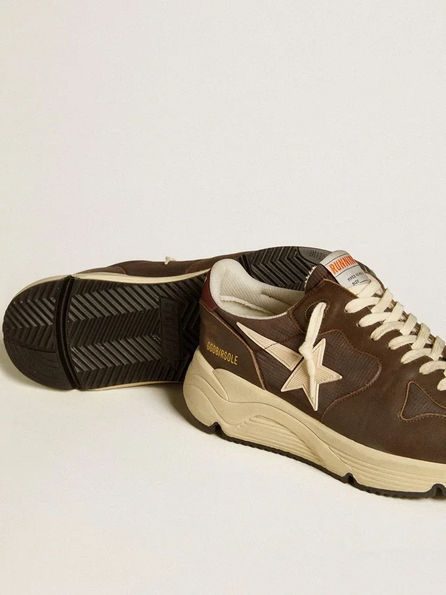 Running Sole en nylon et cuir avec étoile en TPU et languette de talon en nubuck
