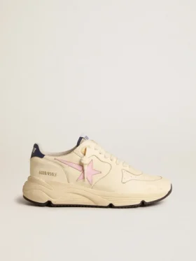 Running Sole pour femme en cuir nappa avec étoile en cuir rose et languette de talon en cuir bleu