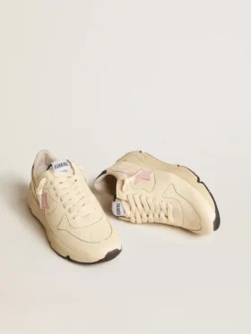 Running Sole pour femme en cuir nappa avec étoile en cuir rose et languette de talon en cuir bleu