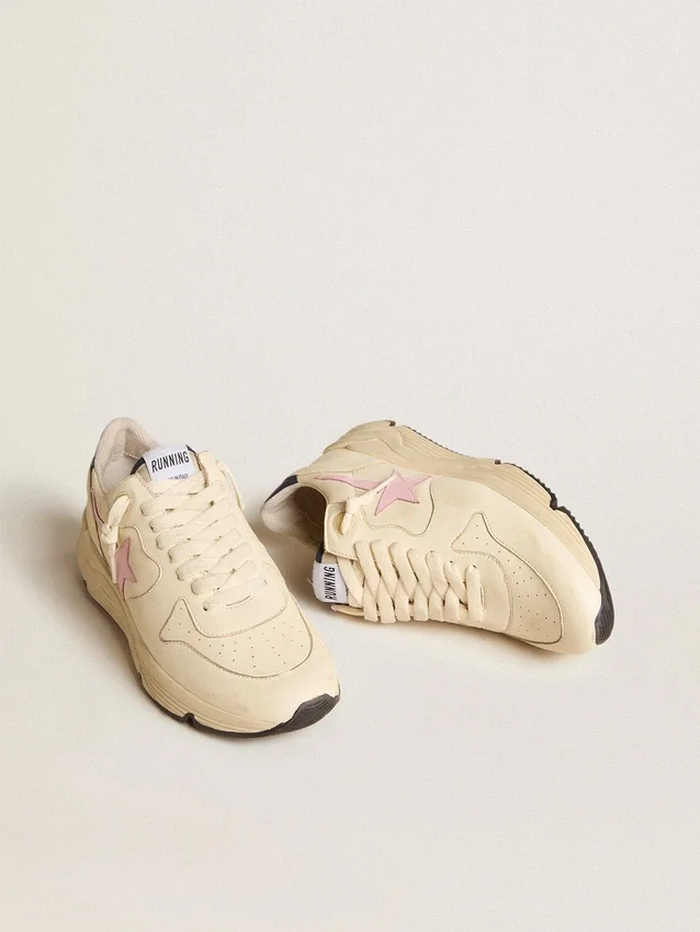 Running Sole pour femme en cuir nappa avec étoile en cuir rose et languette de talon en cuir bleu