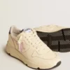 Running Sole pour femme en cuir nappa avec étoile en cuir rose et languette de talon en cuir bleu