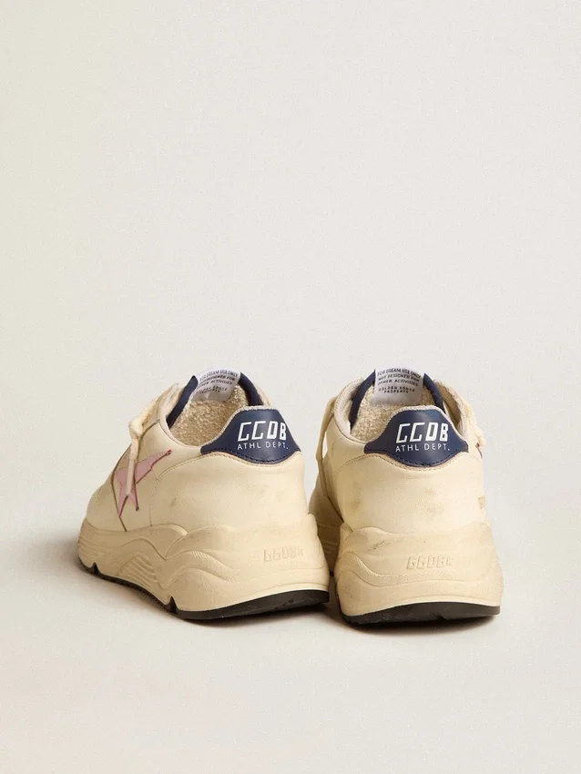 Running Sole pour femme en cuir nappa avec étoile en cuir rose et languette de talon en cuir bleu