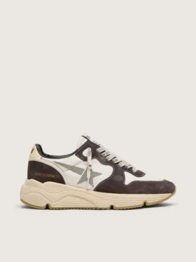 Running Sole pour femme en cuir nappa et daim marron, ornée d’une étoile en cristal Swarovski