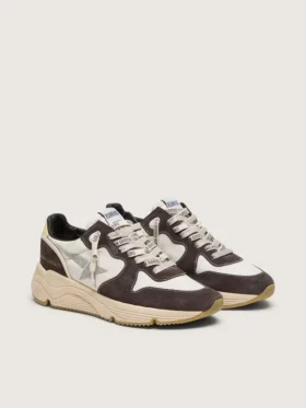 Running Sole pour femme en cuir nappa et daim marron, ornée d’une étoile en cristal Swarovski