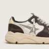 Running Sole pour femme en cuir nappa et daim marron, ornée d’une étoile en cristal Swarovski
