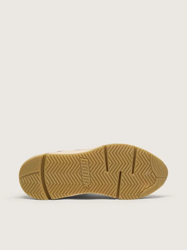 Running Sole pour femme en cuir nappa et daim marron, ornée d’une étoile en cristal Swarovski