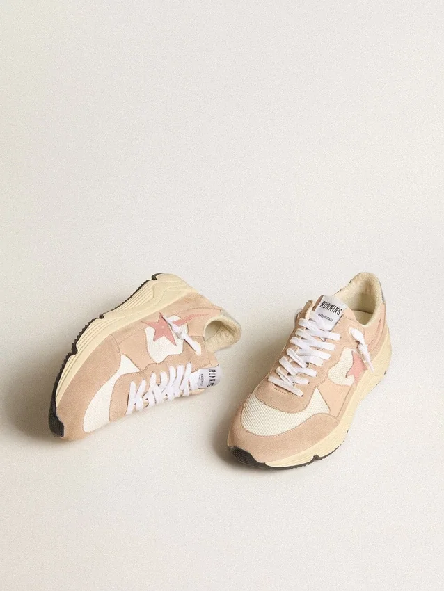 Running Sole pour femme en mesh et daim, avec étoile rose et languette de talon argentée