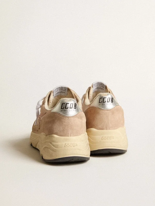 Running Sole pour femme en mesh et daim, avec étoile rose et languette de talon argentée