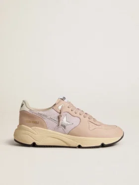 Running Sole pour femme en mesh et nubuck avec étoile en cuir métallisé argenté