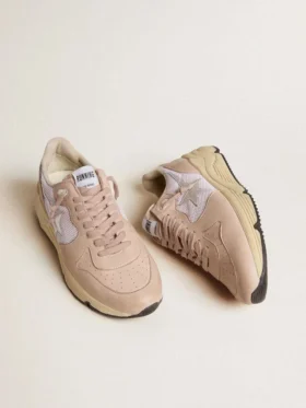 Running Sole pour femme en mesh et nubuck avec étoile en cuir métallisé argenté