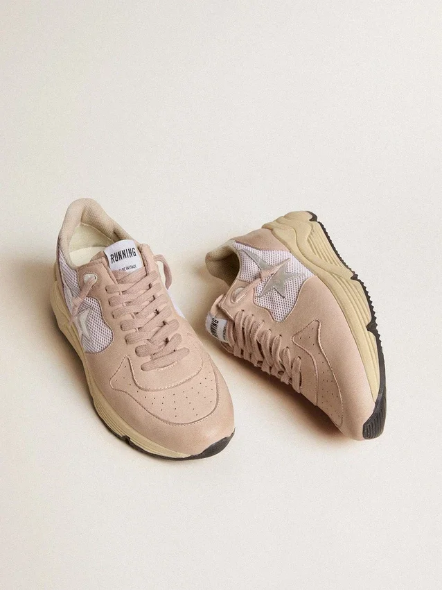 Running Sole pour femme en mesh et nubuck avec étoile en cuir métallisé argenté