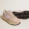 Running Sole pour femme en mesh et nubuck avec étoile en cuir métallisé argenté