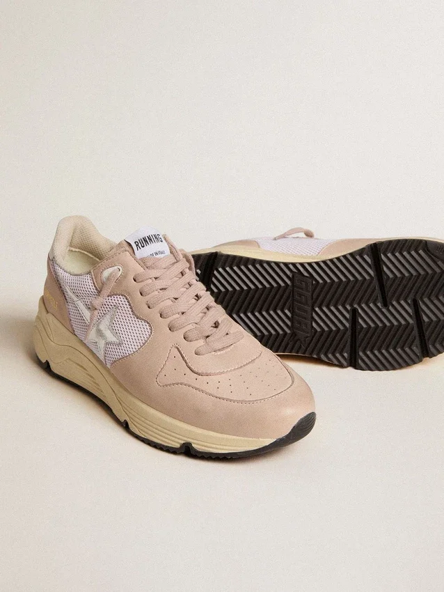 Running Sole pour femme en mesh et nubuck avec étoile en cuir métallisé argenté