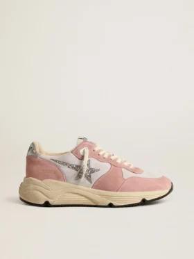 Running Sole pour femme en mesh gris et daim avec étoile pailletée argentée