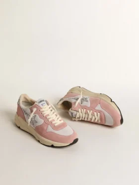 Running Sole pour femme en mesh gris et daim avec étoile pailletée argentée
