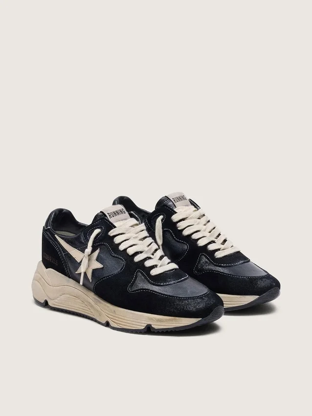 Running Sole pour femme en nappa et daim noirs