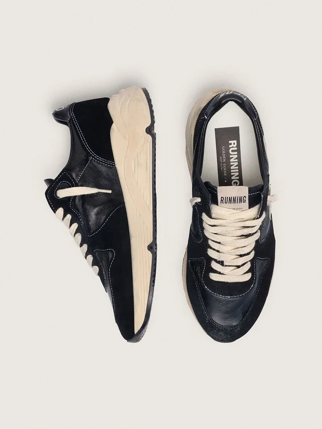 Running Sole pour femme en nappa et daim noirs