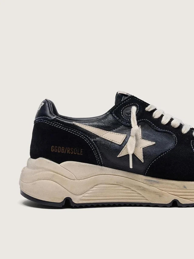 Running Sole pour femme en nappa et daim noirs