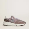 Running Sole pour femme en nylon et daim lavande, ornée d’une étoile imprimée et d’une languette de talon en cuir argenté