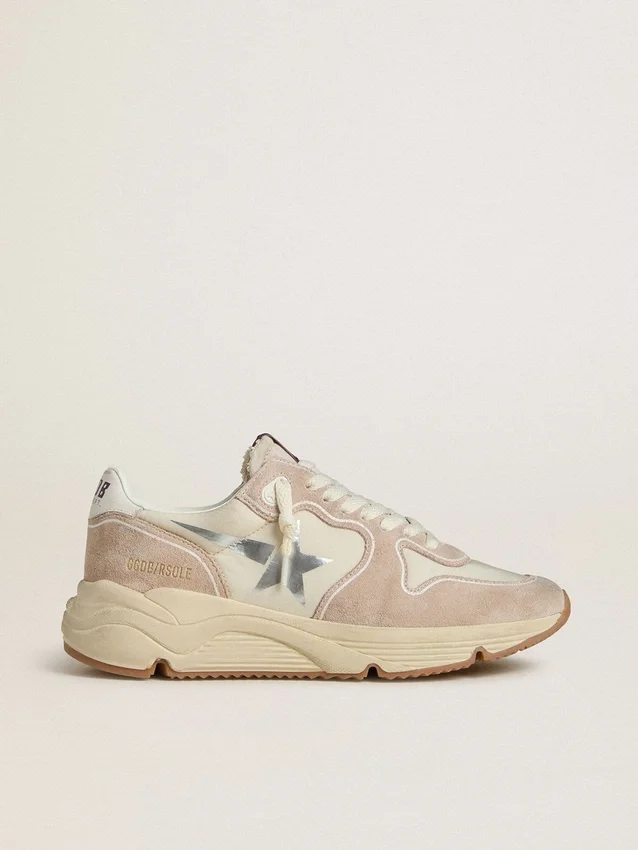 Running Sole pour femme en nylon et daim, ornée d’une étoile imprimée argentée et d’une languette en cuir au talon