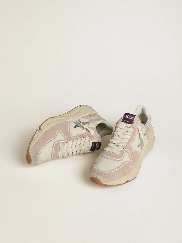 Running Sole pour femme en nylon et daim, ornée d’une étoile imprimée argentée et d’une languette en cuir au talon