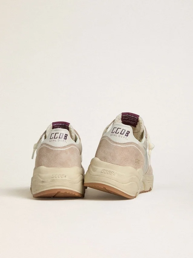 Running Sole pour femme en nylon et daim, ornée d’une étoile imprimée argentée et d’une languette en cuir au talon